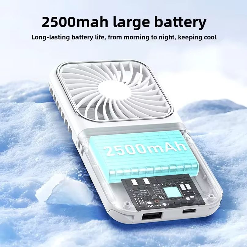 USB Folding Neck Hanging Fan Portable USB Charging Desktop Stand Makeup Mirror Handheld Neck Hanging Small Fan Outdoor Travel