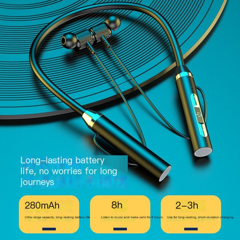 Bluetooth wireless earphones, neck-hanging sports style, dual-ear in-ear design, neck-hanging type, ultra-long standby battery life