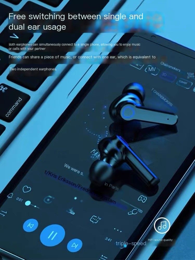 M19 Bluetooth Earpods With Light TWS Wireless LED Bluetooth Earphones Digital Display Touch Emergency Power Bank Noise-cancelling In-ear 9D Stereo