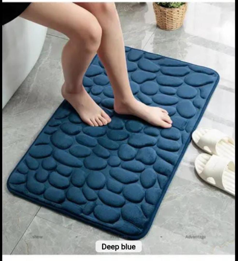 2pcs deep blue bathroom mats super absorbent 30x60cm