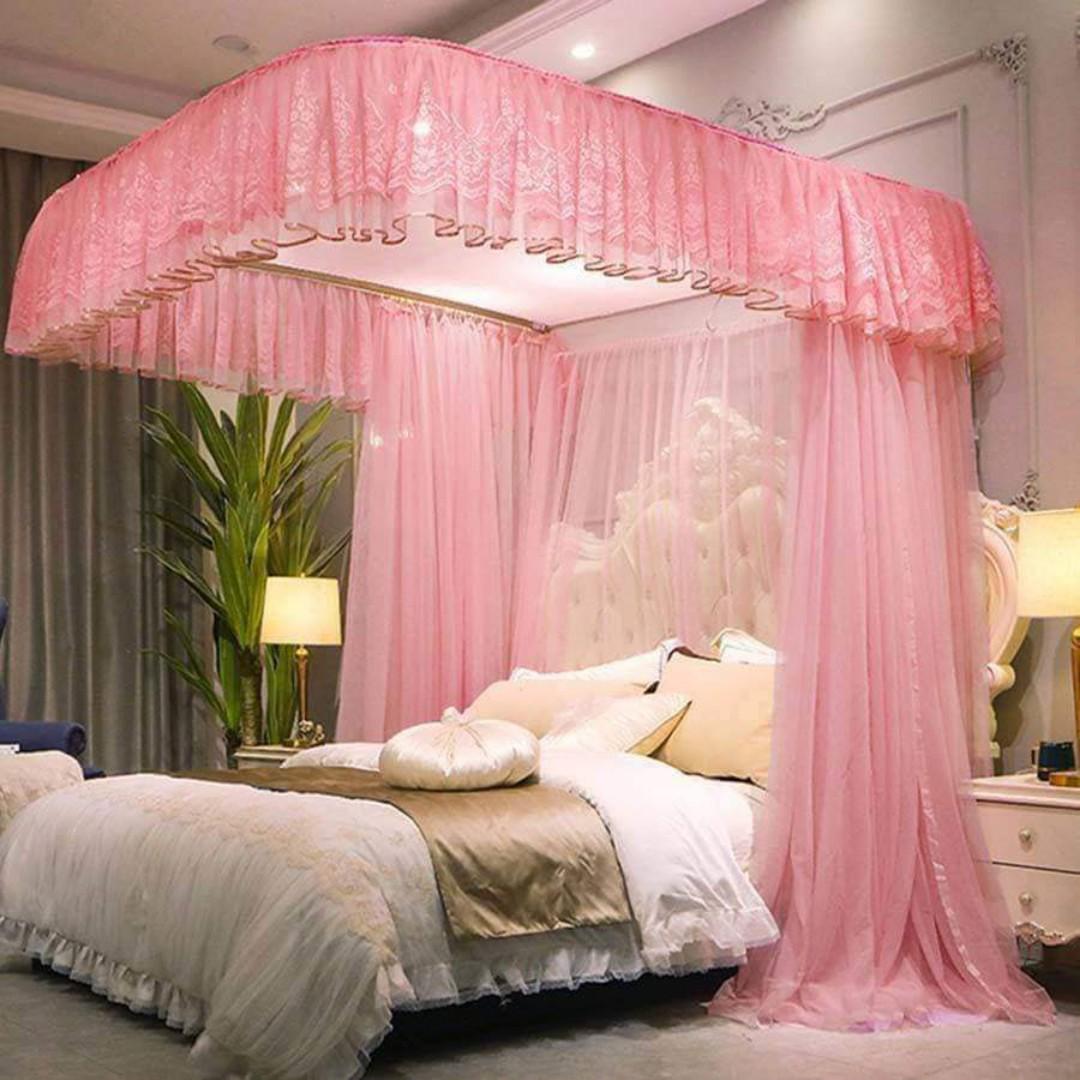 2poles/2strands mosquito net with strong sliding rails