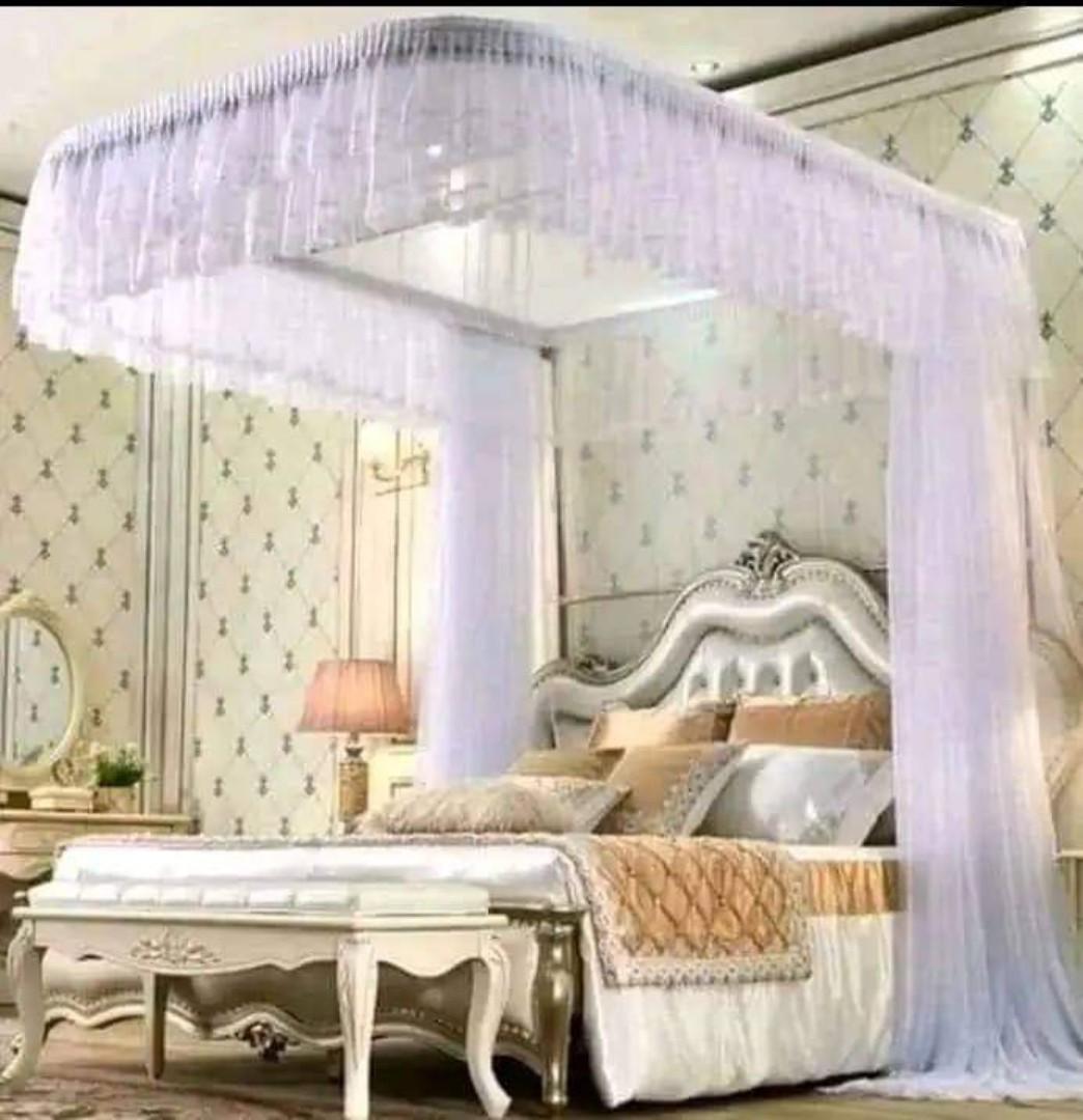 2poles/2strands mosquito net with strong sliding rails