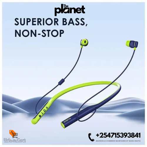 Oraimo Necklace 4 ENC Wireless Headphones – Immersive Sound & Clear Calls  ENC noise cancellation headphones Long battery life   High bass wirelBluetooth earphones Best wireless neckband headphones