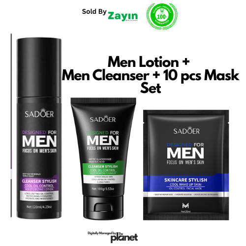 Sadoer men cleanser and mask, men facial kit, men oil control skincare, men face wash and mask set, men deep cleansing products, Sadoer men skincare, Sadoer men combo