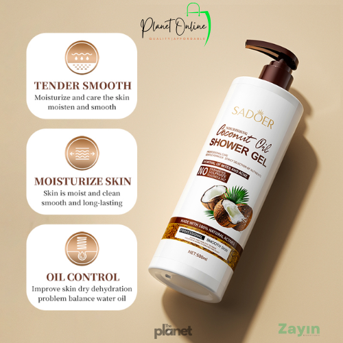 coconut body wash, amino acid body wash, moisturizing shower gel, nourishing body wash, gentle cleanser kenya, coconut shower gel, body wash for dry skin, SADOER Coconut oil Shower gel