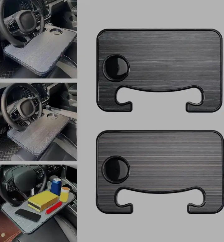 New Arrival 🎉 Wooden Steering Wheel Table Tray | Multi-Purpose Car Desk for Laptop, Food & Drinks | Portable Car Organizer