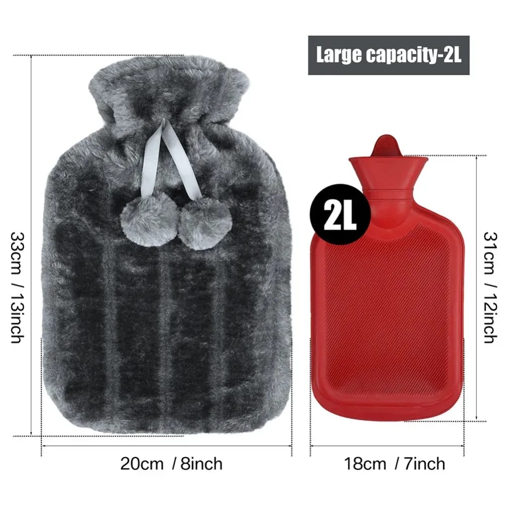 🔥 Big Discount – Fluffy Fabric Covered 2 Litre Hot Water Bottle Bag | Stay Warm, Relieve Pain & Feel Cozy Anytime