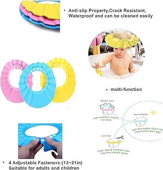 Light Baby Shampoo Cap – Soft Adjustable Bath Hat for Kids, Gentle Hair Wash Protector WITHOUT Ear Guard, Comfortable & Leak-Free