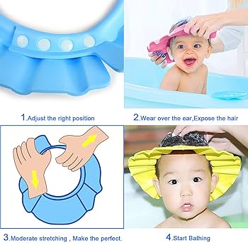 Light Baby Shampoo Cap – Soft Adjustable Bath Hat for Kids, Gentle Hair Wash Protector WITHOUT Ear Guard, Comfortable & Leak-Free