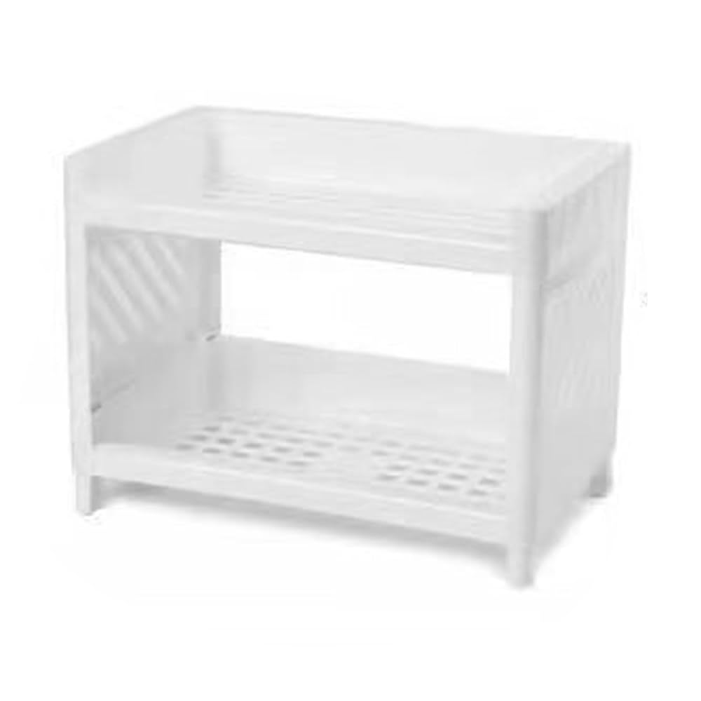 offer offer !! Stylish Plastic 2-Layer Desktop Organizer Rack – Durable Detachable Countertop Storage Tray for Daily Home & Office Organization