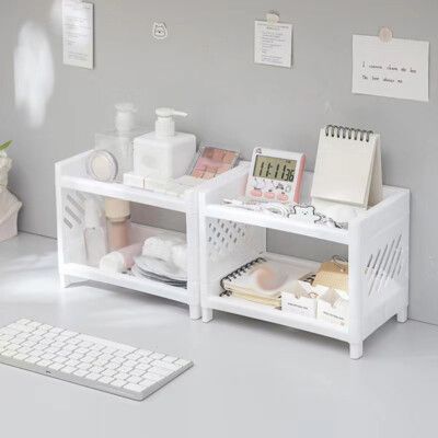 offer offer !! Stylish Plastic 2-Layer Desktop Organizer Rack – Durable Detachable Countertop Storage Tray for Daily Home & Office Organization