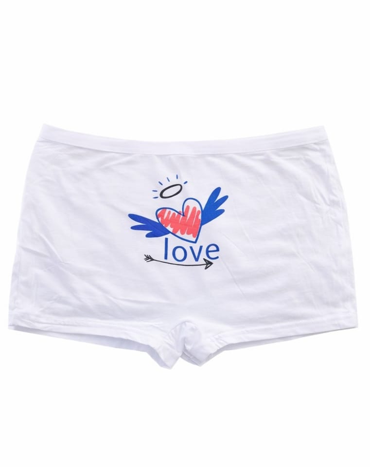 6 PCS Women’s Soft Cotton High Quality Boxer Panties – Cute Love Print Seamless Boyshort Underwear, Breathable Stretch Comfort Briefs