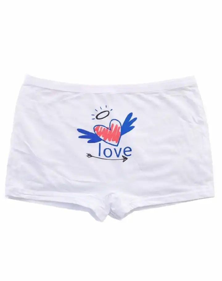 6 pcs Women’s Premium Cotton High Quality Boyshort Panties – Cute Love Print Mid-Rise Seamless Boxer Briefs, Soft Stretch Everyday Underwear