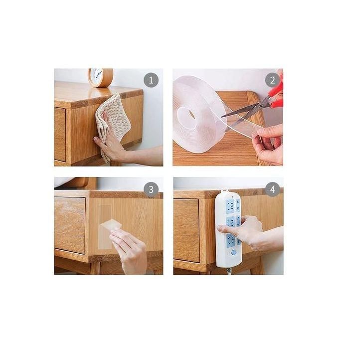 3 M Extra Strong Double Sided Tape Heavy Duty Removable Clear Sticky Adhesive Nano Tape Tough Washable Waterproof Mounting Tape for Hanging Picture, Poster, Carpet, Photo Deco