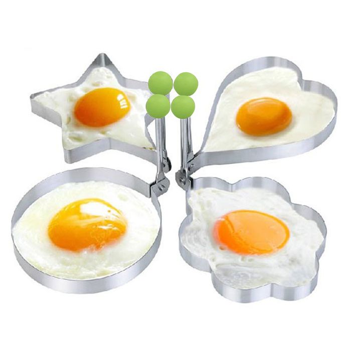 4pc of assorted shapes stainless steel fried pancake poucher shaper kitchen accessories gadget omelette mould