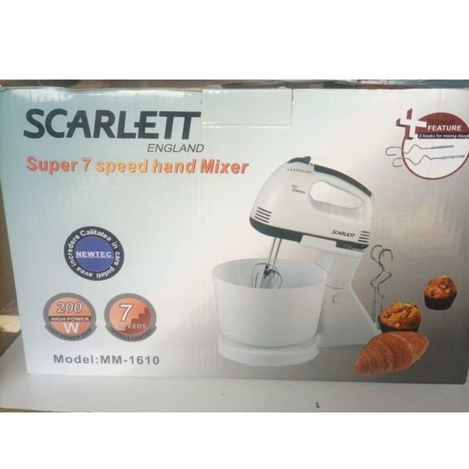 Scarlet 7 Speed Hand Mixer With Bowl,Egg Beater Whisk Cake Baking