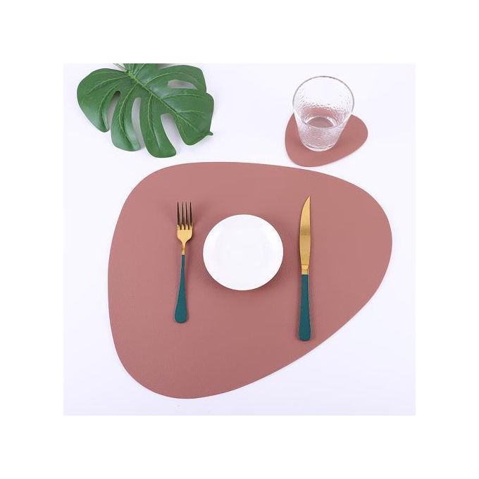 12pcs Non-Slip & Water-Proof Leather Table mats (6) Set with matching Coasters (6)