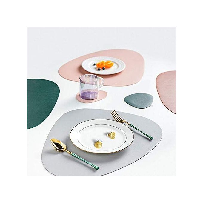 12pcs Non-Slip & Water-Proof Leather Table mats (6) Set with matching Coasters (6)