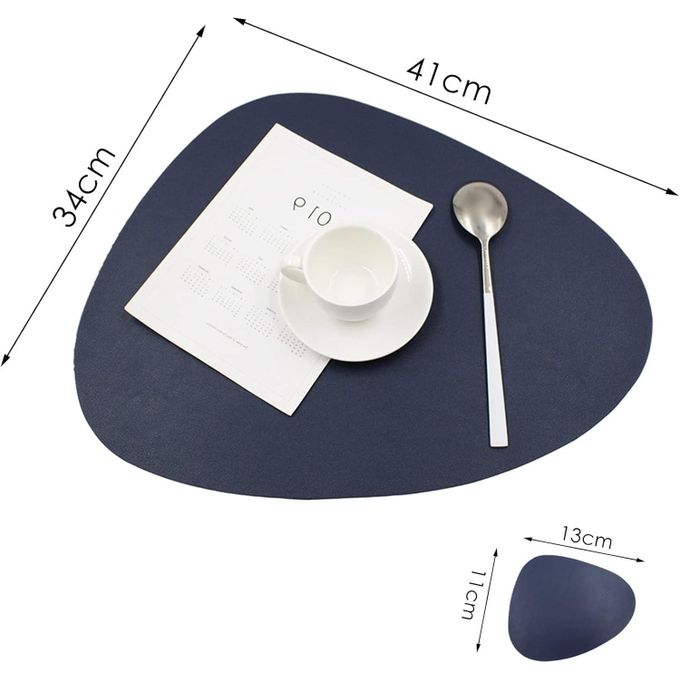 12pcs Non-Slip & Water-Proof Leather Table mats (6) Set with matching Coasters (6)