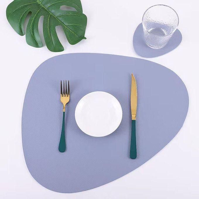 12pcs Non-Slip & Water-Proof Leather Table mats (6) Set with matching Coasters (6)