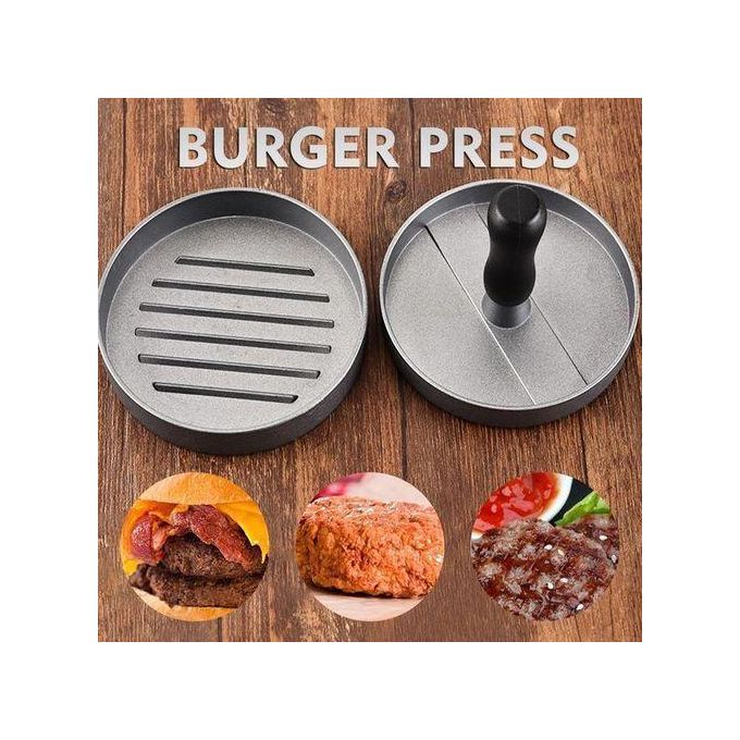 Burger Press Patty Maker Stainless Steel Hamburger Patty Press Mold Wood Handle Non-Stick