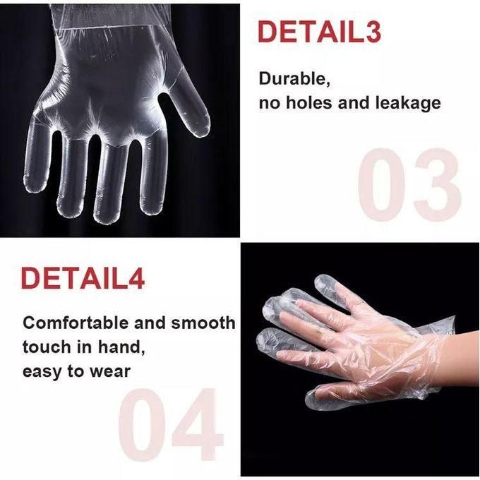 Multipurpose Safe Hands Protective Disposable Food Handling Polyethylene Gloves
100Pcs Plastic Clear Disposable Gloves
