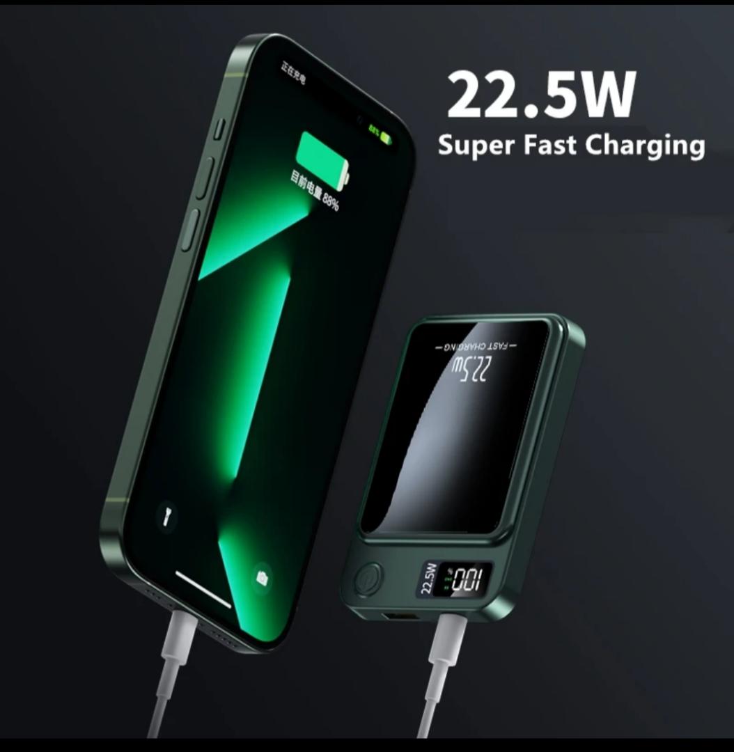 Magnetic Battery, 10,000mAh, 20W USB-C Power Delivery Power Bank, Magsafe-Compatible for iPhone 16/15/14/13/12