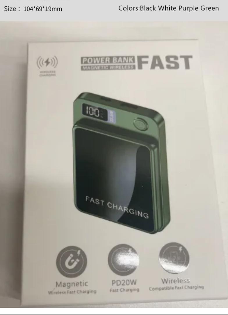 Magnetic Battery, 10,000mAh, 20W USB-C Power Delivery Power Bank, Magsafe-Compatible for iPhone 16/15/14/13/12