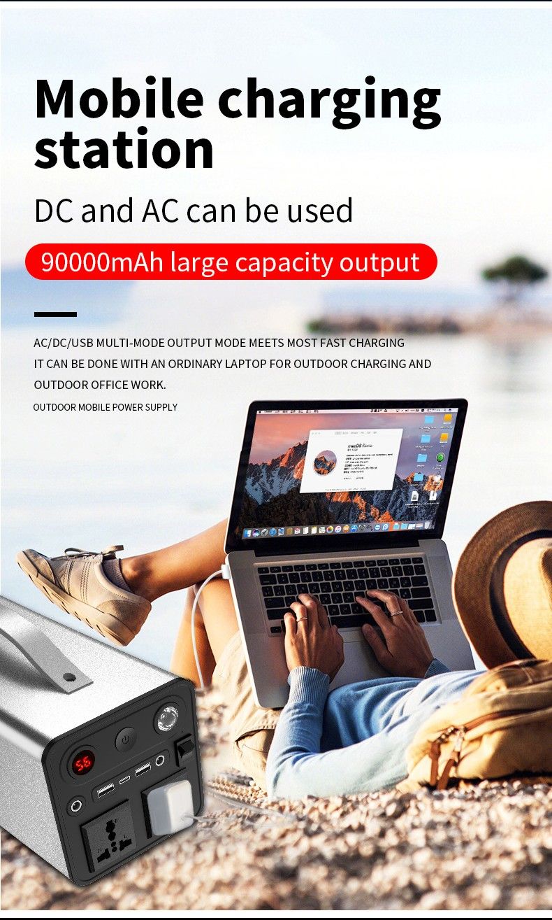 Panana Portable Power Station 333Wh/90000mAh Lithium Battery Backup Electronic Solar Generator 300W AC for Camping, RV, Outdoor Adventure, Emergency Power, Home and Off-Grid