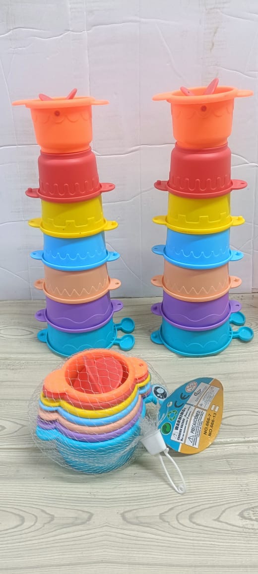 🔵 Multicolored Stacking cups.
🔴 Developmental learning skills.
🔖