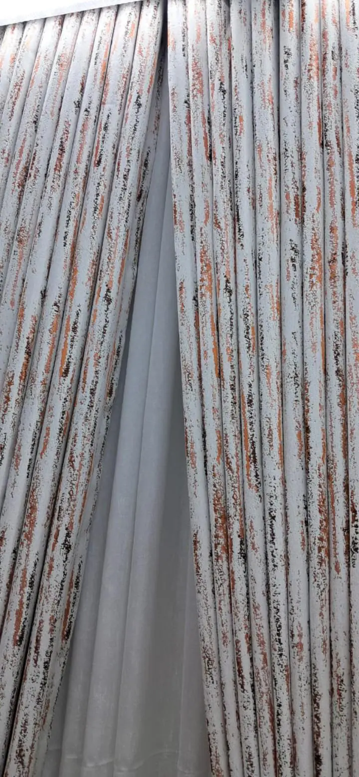 3 piece printed quality window and door curtains (cream in colour)