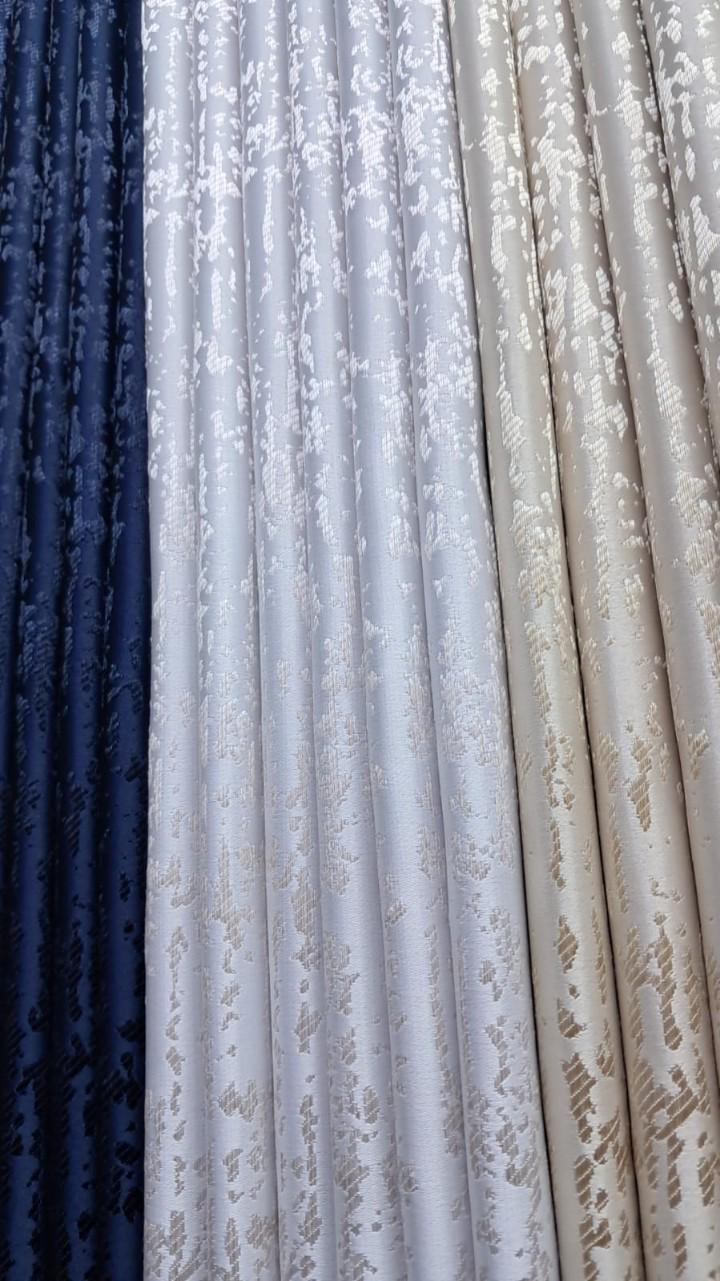 3 piece printed quality window and door curtains (cream in colour)