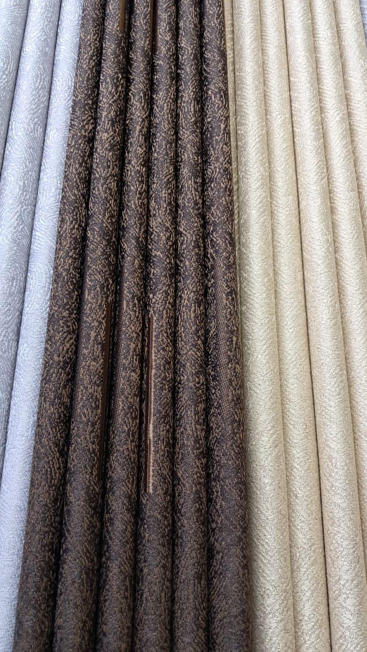 3 piece printed quality window and door curtains (cream in colour)
