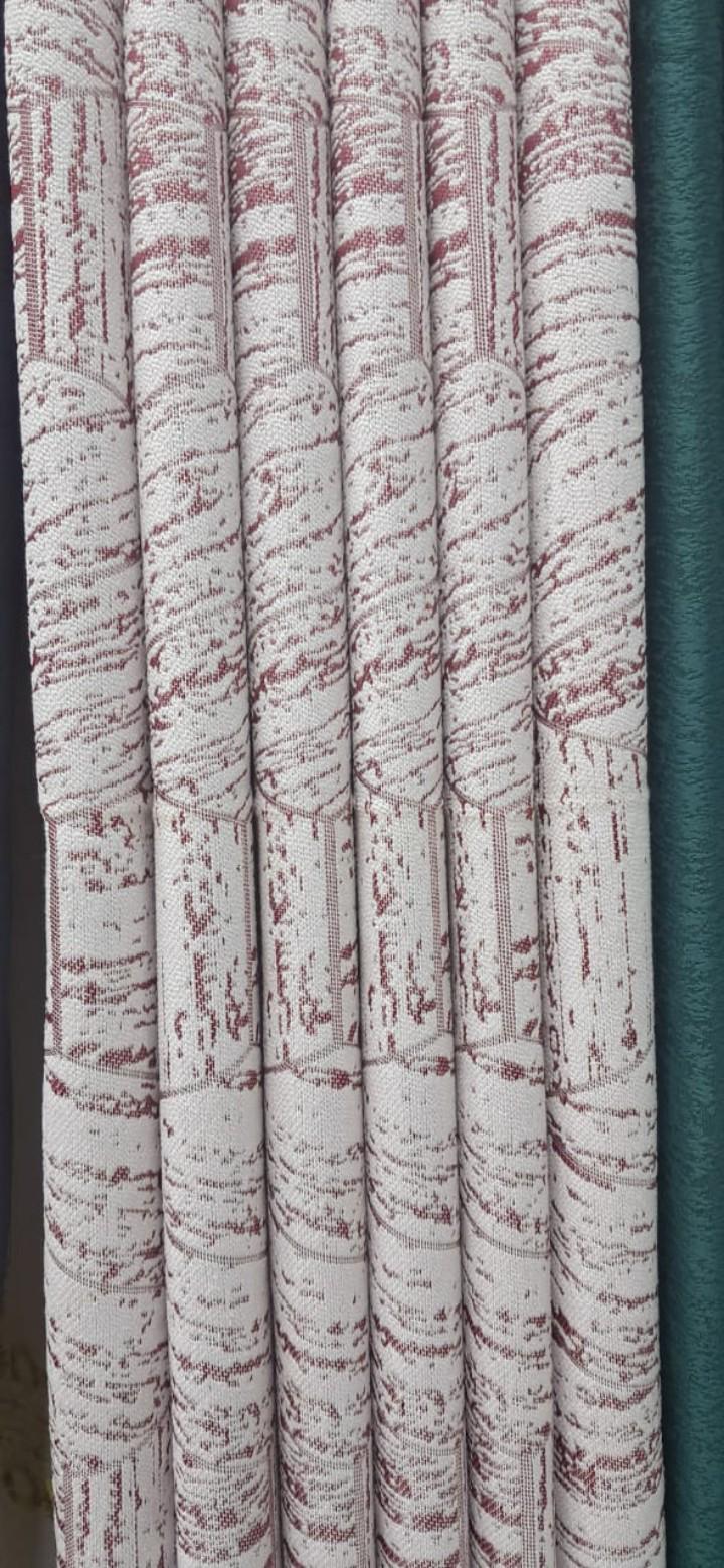 3 piece printed quality window and door curtains (cream in colour)