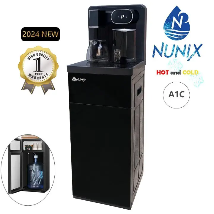 Nunix A1C Bottom Load Hot and Cold Stand Alone Water Dispenser with Coffee Maker