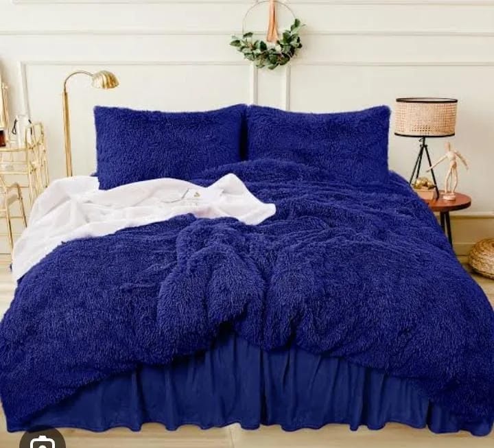 High quality Modern Collection 6PCS Luxury Fluffy Faux Fur Duvet Set, (1 Print Shaggy Duvet+4 Furry Pillow Cases And 1Fleece Bed Sheet)Bedding Set, Zipper Closure