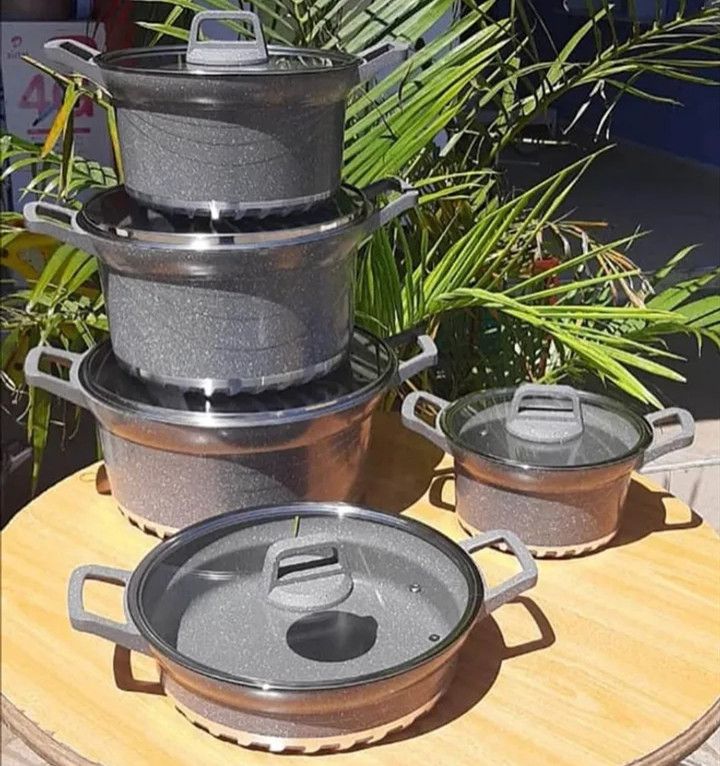 【 Promotion】TC 10PCS Cookware Set Cooking Pots Non Stick Sufuria (5pcs Pot Covers + 5pcs Pots)