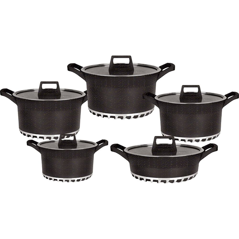 【 Promotion】TC 10PCS Cookware Set Cooking Pots Non Stick Sufuria (5pcs Pot Covers + 5pcs Pots)