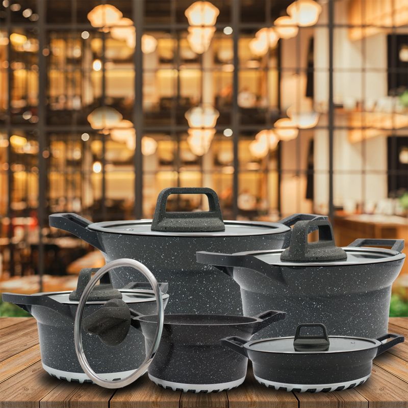 【 Promotion】TC 10PCS Cookware Set Cooking Pots Non Stick Sufuria (5pcs Pot Covers + 5pcs Pots)