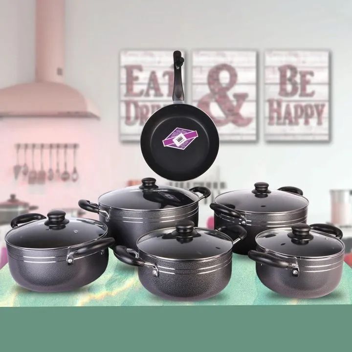 【Promotion】TC 14PCS Nonstick Cookware Set Cooking Pots Sufuria (20/22/24/28/30cm Pots +26cm frying pan)