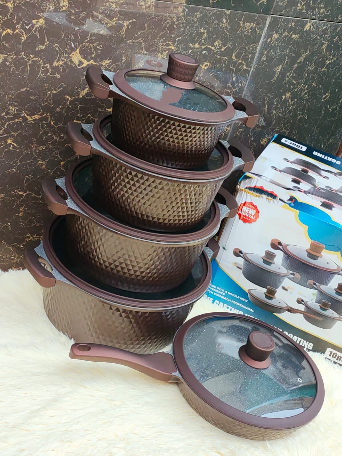 LIMITED OFFER! Edenberg Cooking Pots Sufuria 10pcs Granite Nonstick Cookware Set