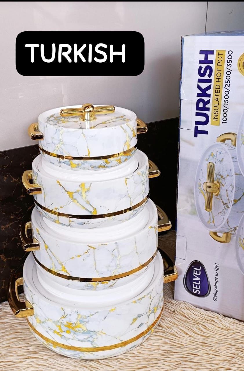 ✨ RoyalServe 4-Piece Turkish Hotpot Set 🍲🇹🇷 – 1000ml, 1500ml, 2500ml & 3500ml | Home & Office Elegance 🏡💼