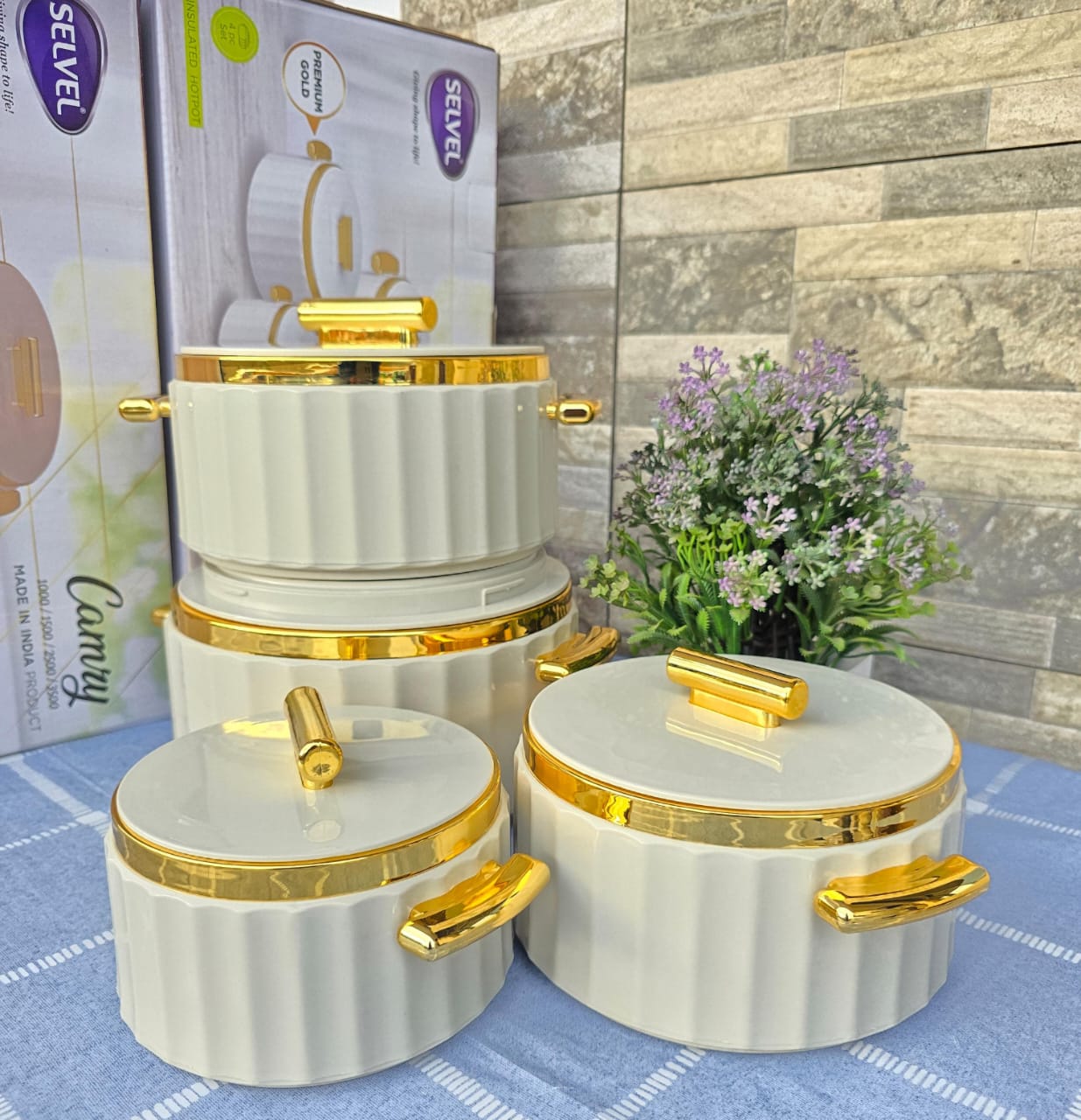 ✨ RoyalServe 4-Piece Selvel Carnry Hotpot Set 🍲🇹🇷 – 1000 mls, 1500ml, 2500ml & 3500ml | Home & Office Elegance 🏡💼