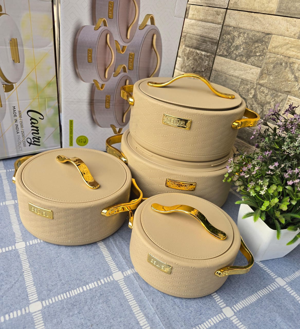 🌟 New Arrival! Leatherite ThermoServe 🍲✨ 4pcs Insulated Hotpot Set – 1000ml to 3500ml | Freshness Meets Style 🏡🔥