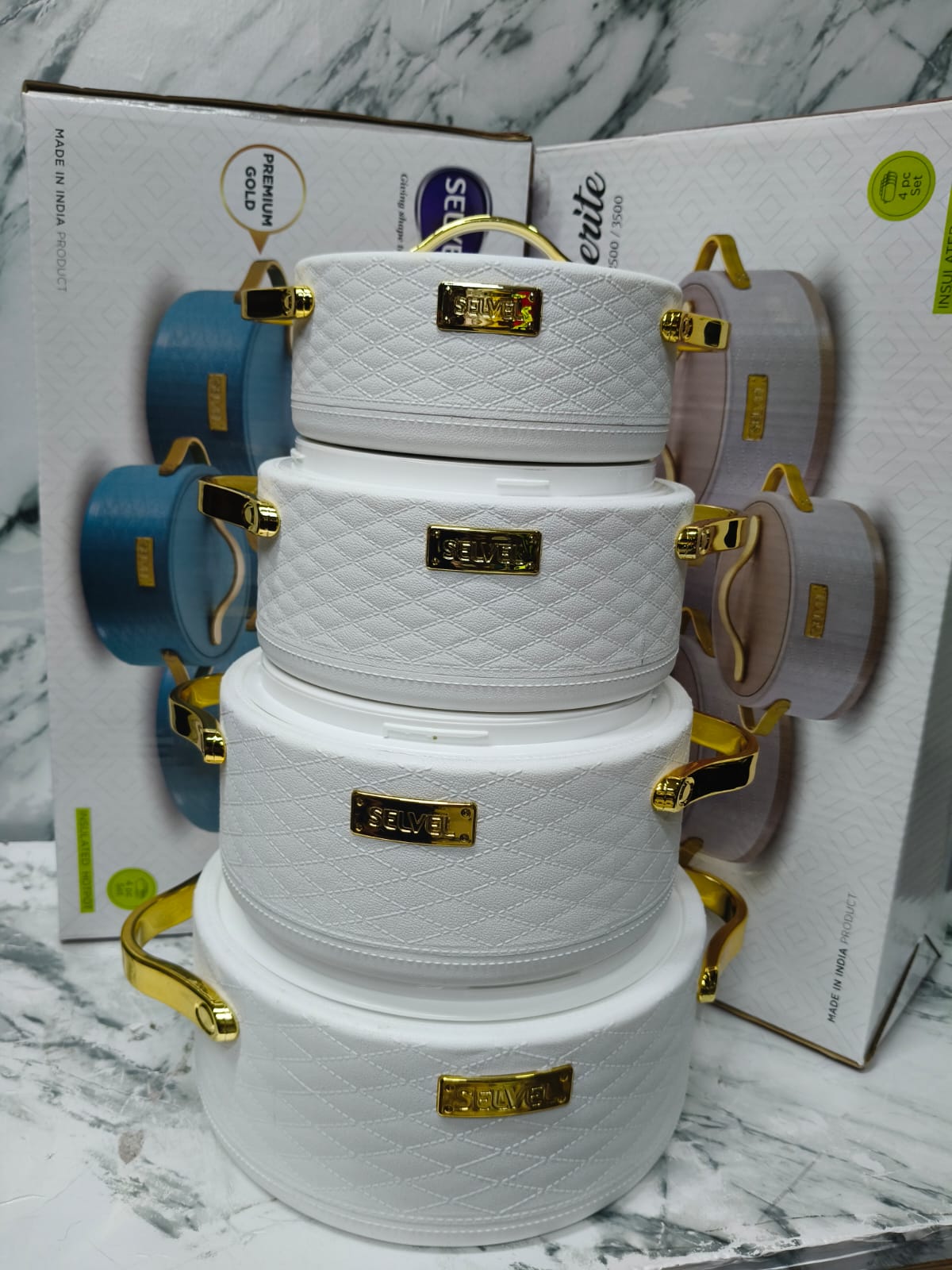 🌟 New Arrival! Leatherite ThermoServe 🍲✨ 4pcs Insulated Hotpot Set – 1000ml to 3500ml | Freshness Meets Style 🏡🔥