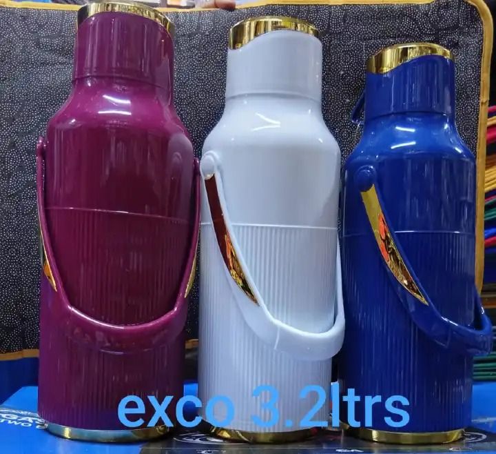 🔥❄️ EXCO 3.2L Thermos Flask | Durable Plastic Body + Glass Refill 🧊🥤 Vacuum Tech Keeps Drinks Hot/Cold Longer! 🚰 Easy to Clean, Wide Mouth, Stainless Steel Quality 💪
