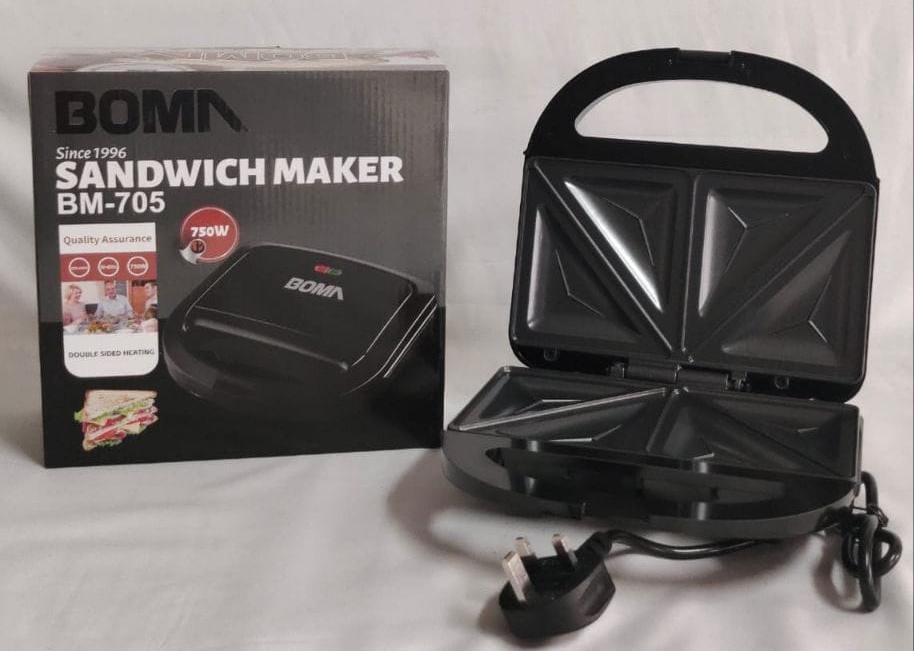 🥪 Boma 2-Slice Sandwich Maker – Quick & Easy Toasted Snacks 🔥 | Non-Stick Plates 🍞 | Compact & Stylish Design 🖤 | Perfect for Any Kitchen 🍽️
