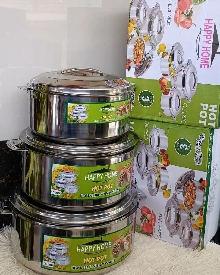 🌟🔥 3PCS Happy Home BIG SIZE Jumbo Insulated Hotpot Set – Massive 10L, 15L & 20L Capacity 🍲💪 Perfect for Big Families, Events, and Catering Needs! 🎉🍛