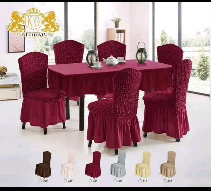 🍽️ Elegant 6PCS Bubble Stretch Dining Chair Covers 🪑 – Stylish, Wrinkle-Free & Washable Slipcovers for a Chic Dining Look ✨ (Table Cover Not Included)