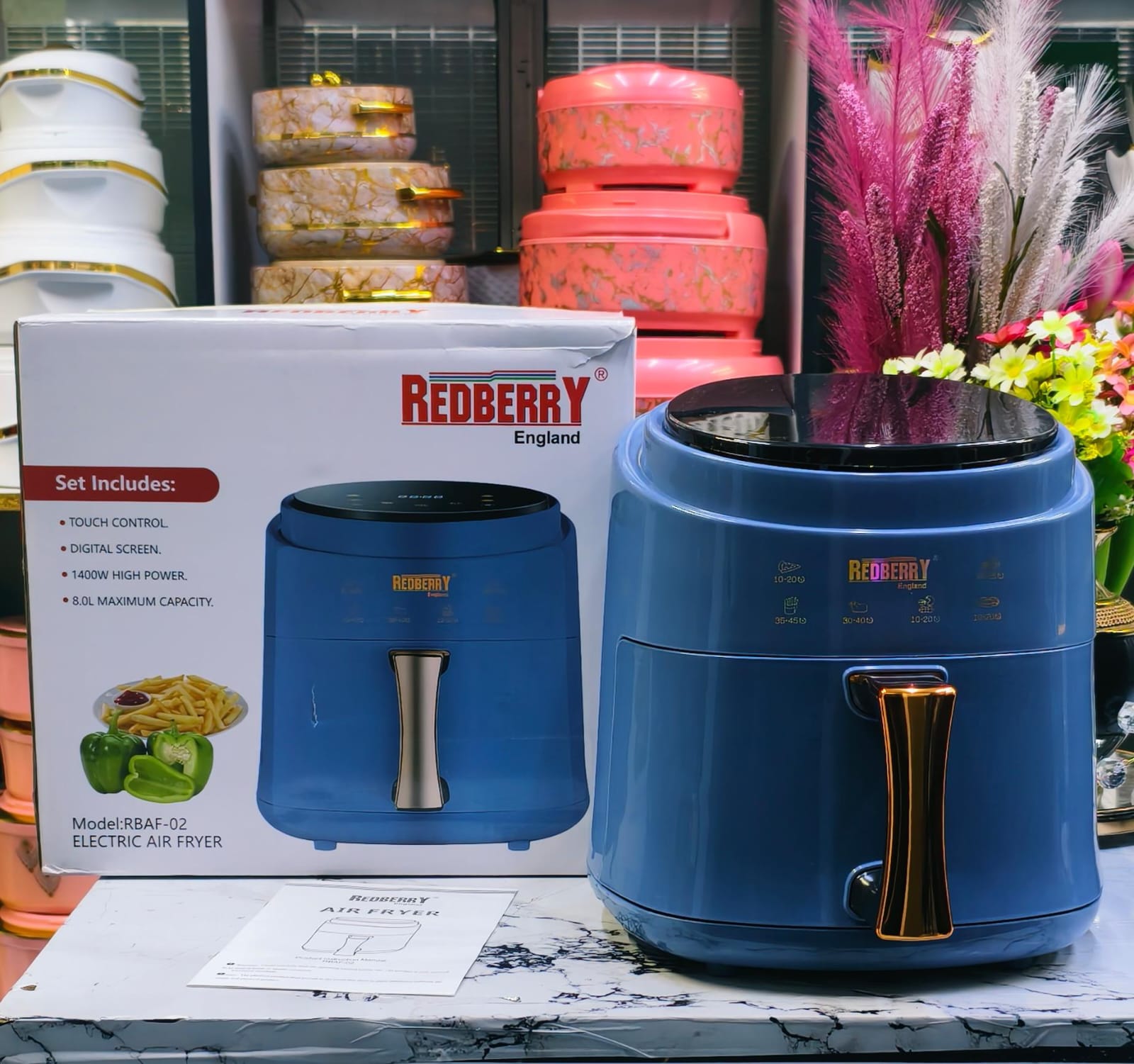 Redberry 8L Digital Air Fryer 🍟 | Large Capacity 🥘 | Oil-Free Healthy Cooking ❤️ | Fast Heating ⚡ | Touch Controls 🖥️ | Sleek Design for Modern Kitchens 🏡